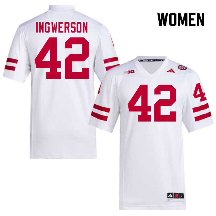 Women #42 Eric Ingwerson Nebraska Cornhuskers College Football Jerseys Stitched Sale-White